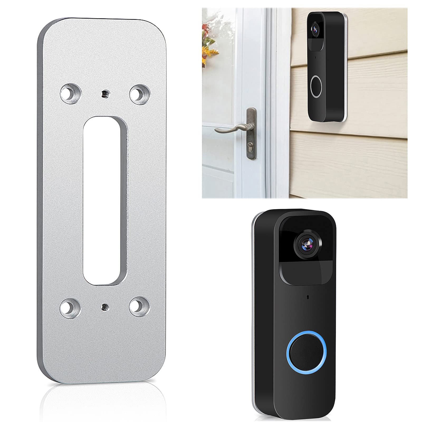 Blink Video Doorbell Mount Bracket, Two Installation ways, Can Be Pasted On The Wall Or Door Without Drilling, Or Drilled For Installation, Made Of Aluminum Alloy, Durable And Easy To Install (Silver)