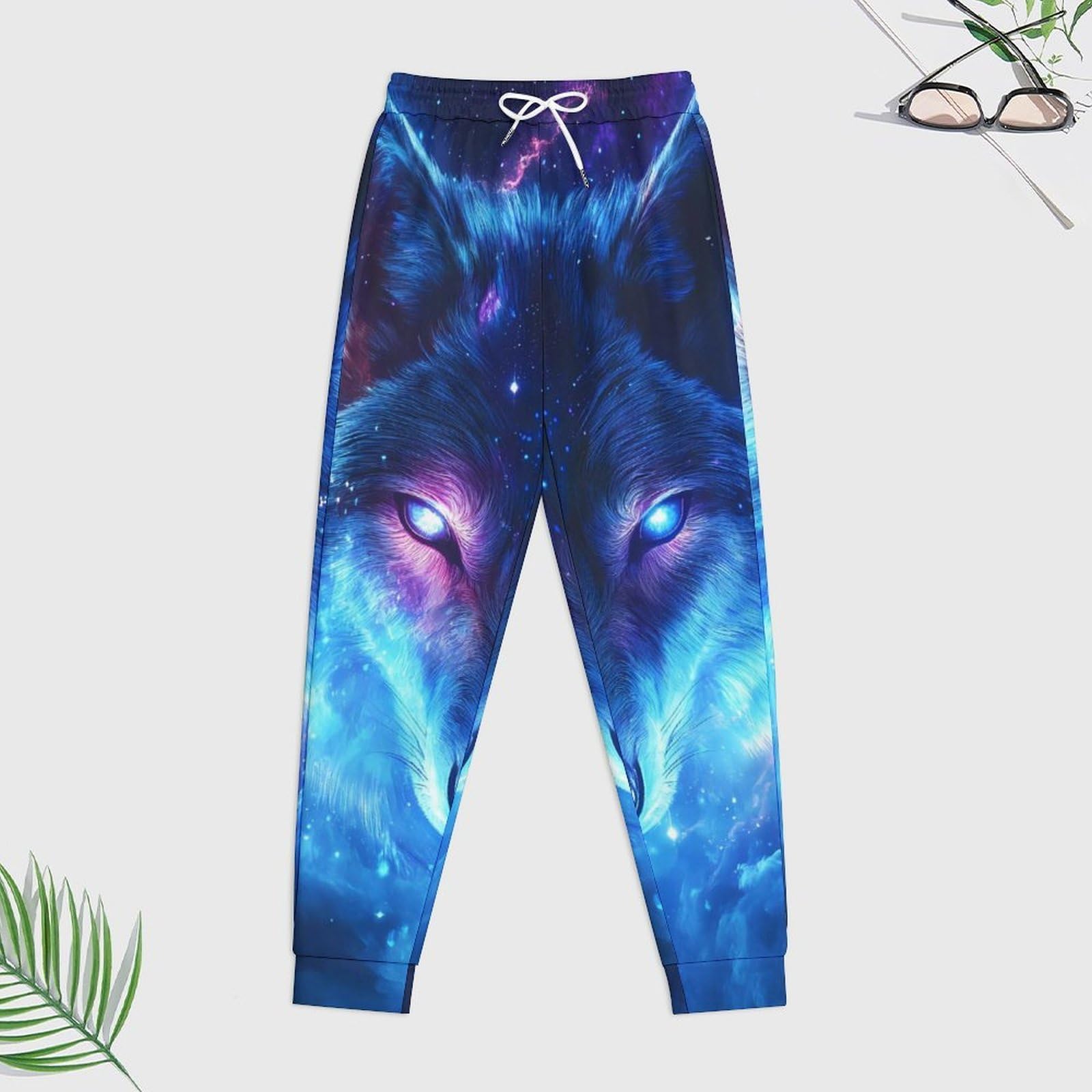 Lupo con gli occhi luminosi tute per gli uomini a maniche lunghe felpa con cappuccio e pantaloni della tuta tuta tuta set di tute alla moda