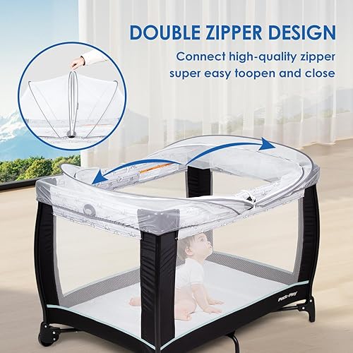 Miniatura 3 de Mosquitera para Pack n Play Playard Tent Cover para mantener a los gatos fuera (blanco)