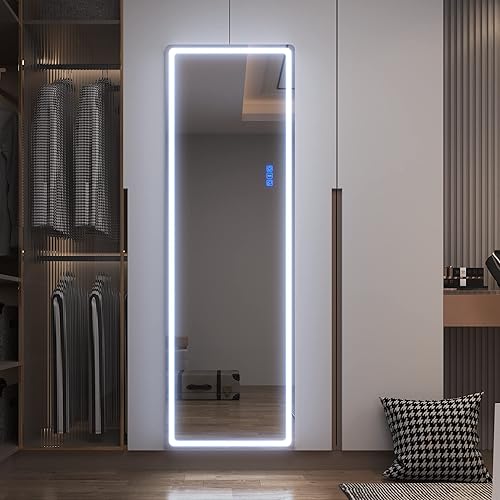 Miniatura 8 de LVSOMT Espejo LED RGB de 63 x 18 pulgadas, espejo de pie completo con luces, espejo de pie y montaje en pared, espejo iluminado de cuerpo completo,