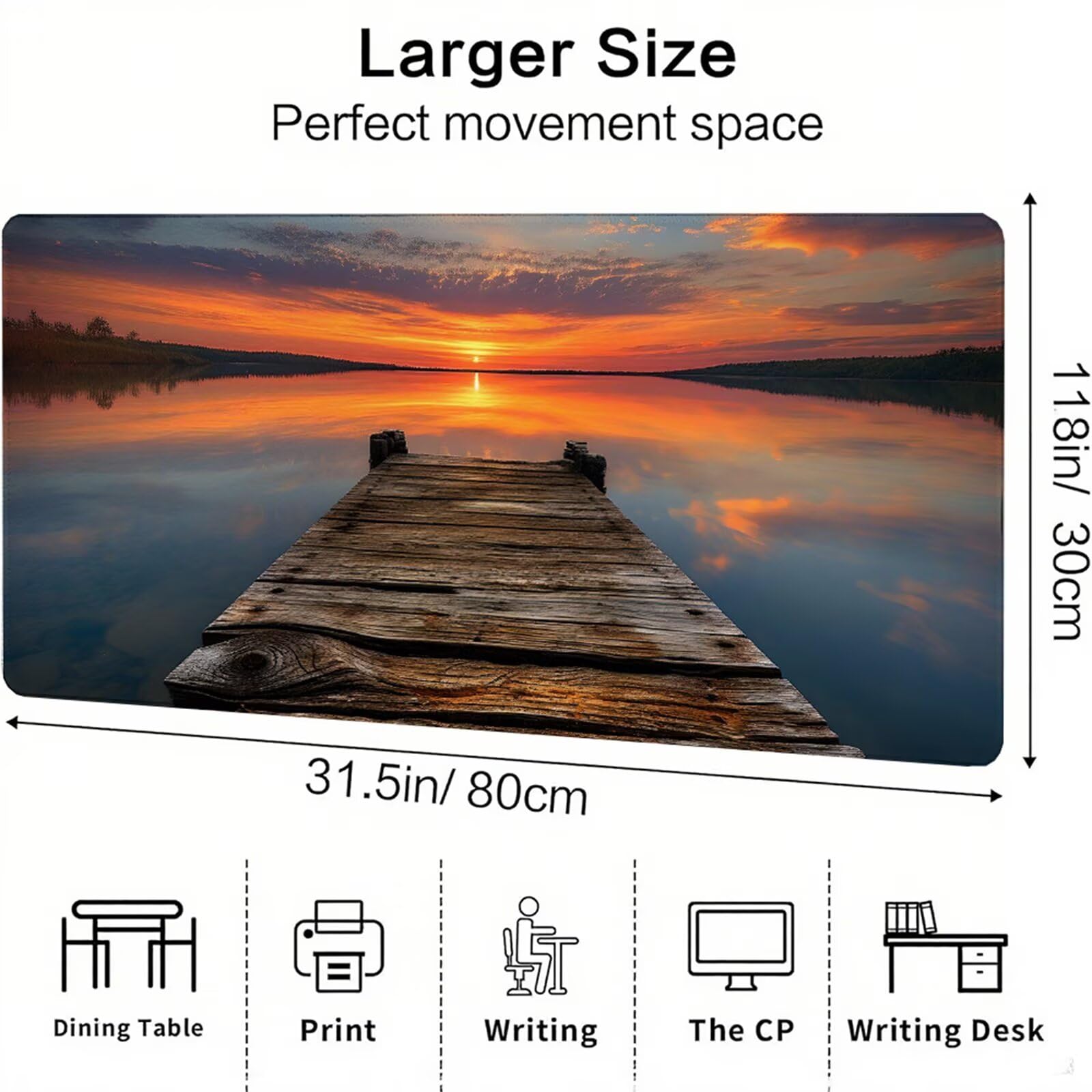Szara podkładka pod mysz XXL 1200 x 600 x 3 mm zachód słońca pod ręką akcesoria biurowe antypoślizgowa gumowa podstawa i szyte krawędzie podkładka pod mysz dla graczy do dekoracji biura dekoracyjnego