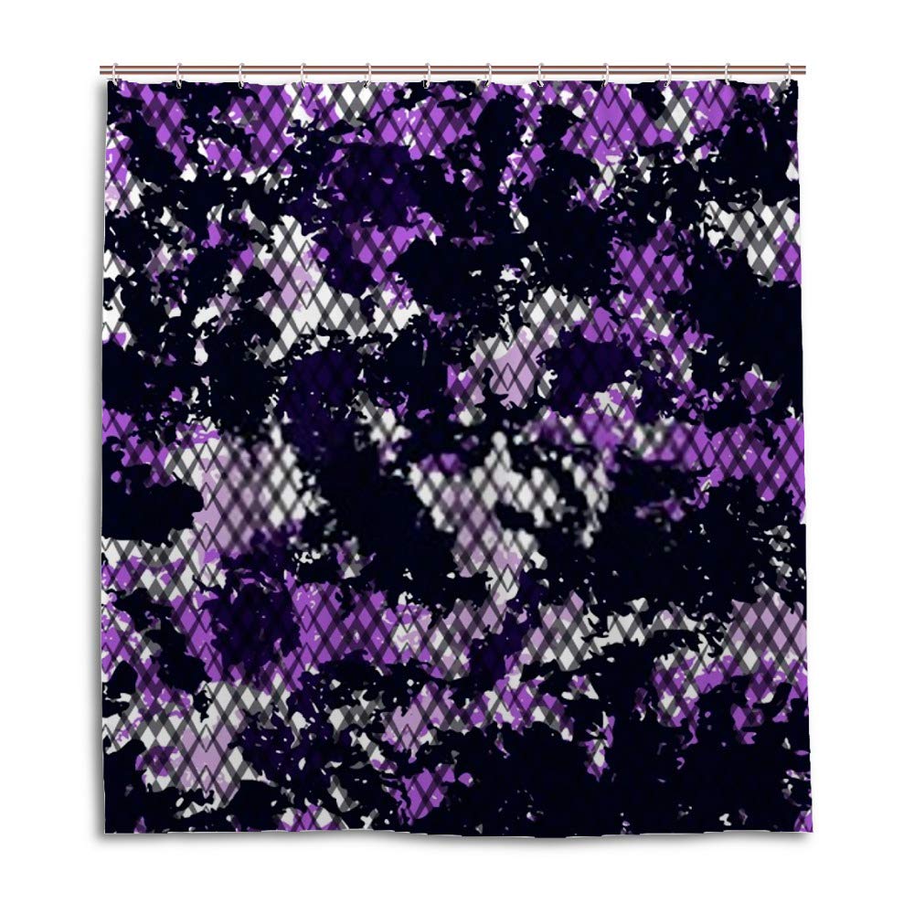 Rideau de douche motif camouflage violet pour transformer le style de votre salle de bain