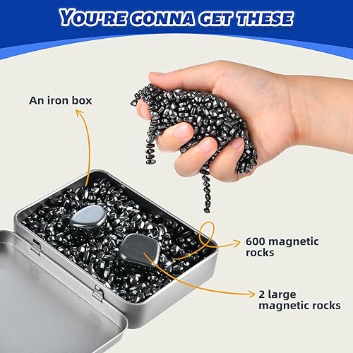 Miniatura 2 de UYPEA Masilla de ferrita, más de 600 piedras de ferrita magnéticas débiles, bolas magnéticas satisfactorias, juguetes de escritorio para oficina y