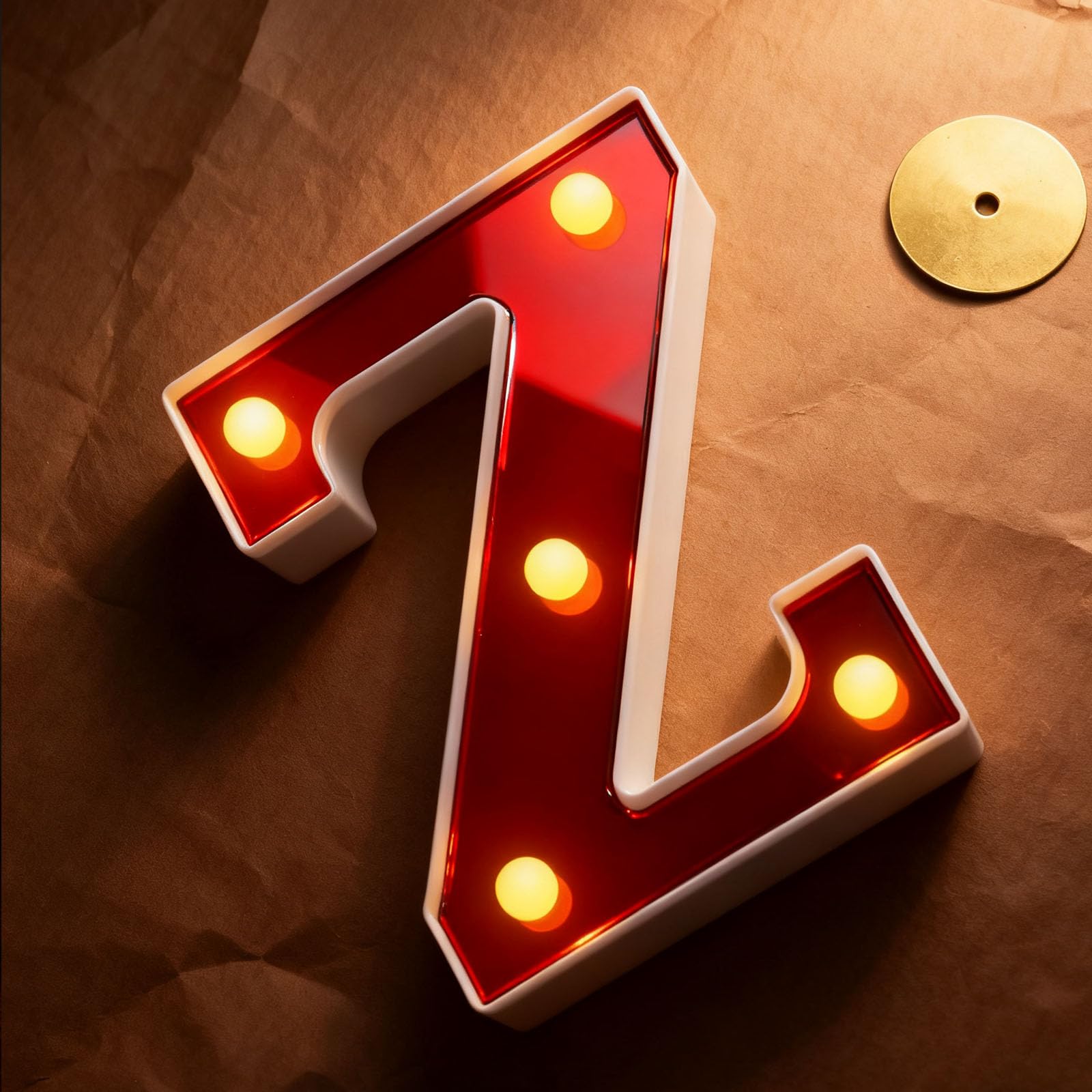Letter Z Sign Lights Battery Powered Decoration Table Lamp Red LED Night Light for Children'S Room Layout, Bedroom Headboard Placement, Office Workstations(6.26"*4.69"*1.18") — image 1