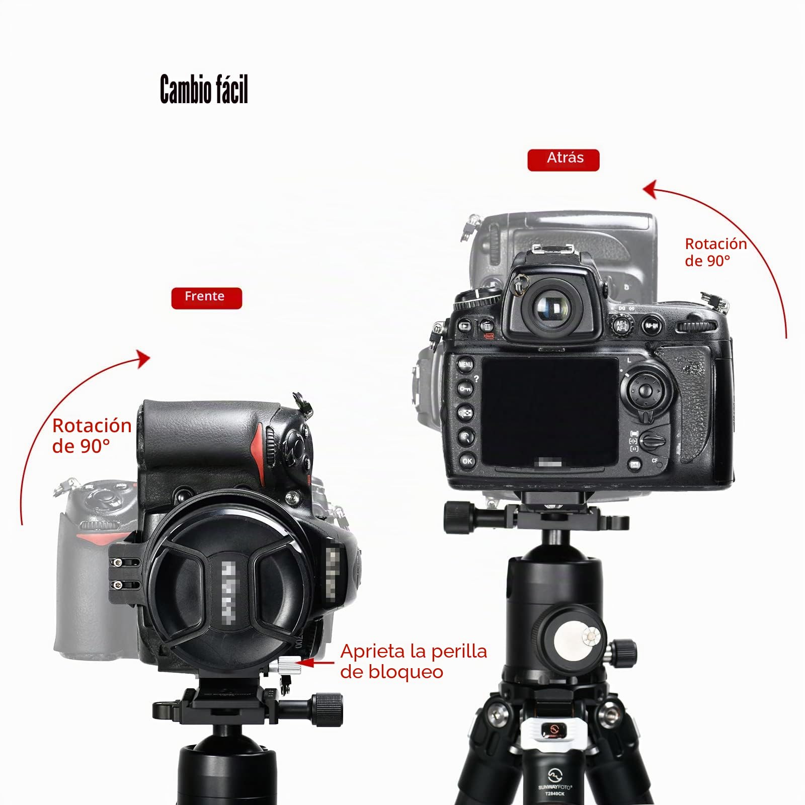 SUNWAYFOTO LS-75 - Manguito giratorio universal de 75 mm para cámaras DLSR, soporte de trípode, anillo de soporte para objetivo, manguito Arca Swiss Plate Mount DSLR Conmutación horizontal vertical