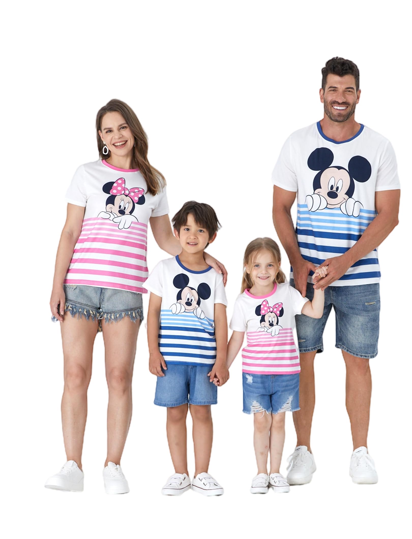 Disney Mickey and Friends Family Matching Classic T-Shirt Personalized Family Outfit Color Stripes Women S