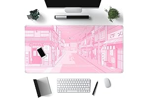 Pink Tokyo Street Desk Mat: Cute Kawaii Decor for a Japanese-Inspired Workspace