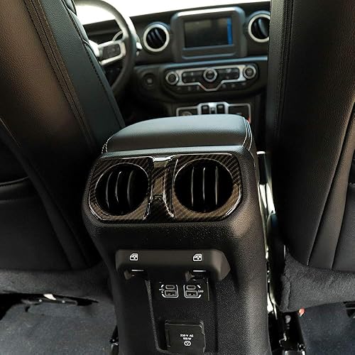 Vista 4 de Cubierta de ventilación trasera de aire acondicionado, accesorios interiores de fibra de carbono para Jeep Wrangler JL Gladiator JT Sahara