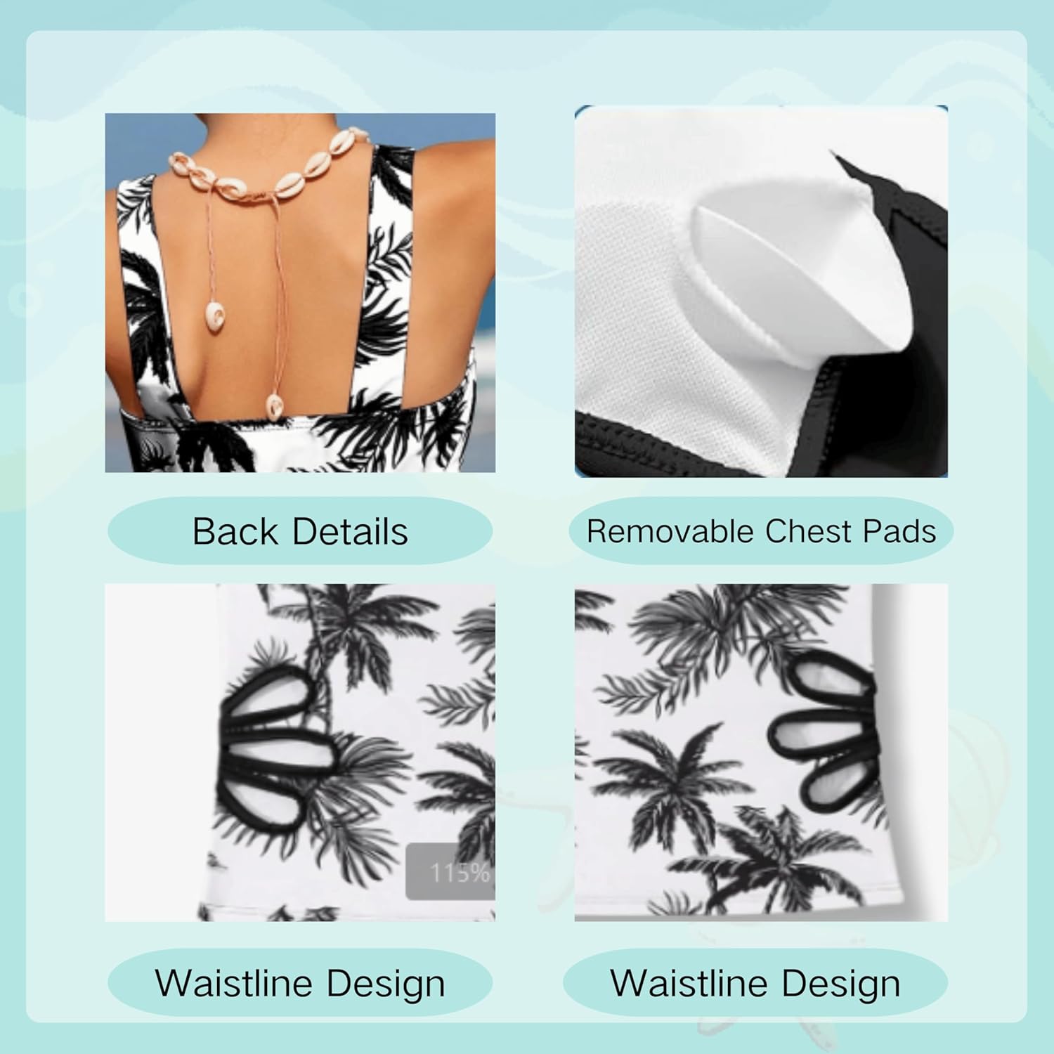 7-16 Years Girls 3-Piece Slim Fit Tankini Set - Crop Top, Bikini Bottom & Cover-Up Skirt Swimsuit - Image 5