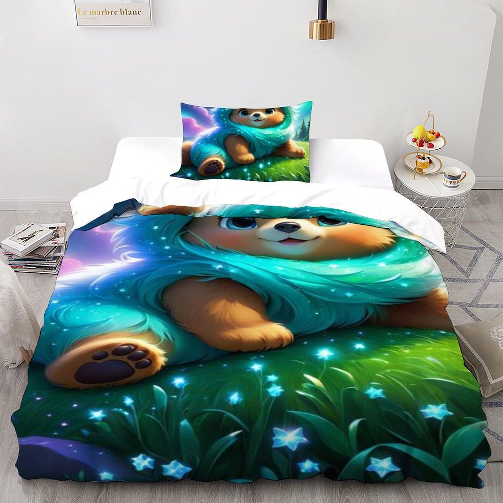 Housse de couette ours douce et confortable 135x200 pour lit enfant