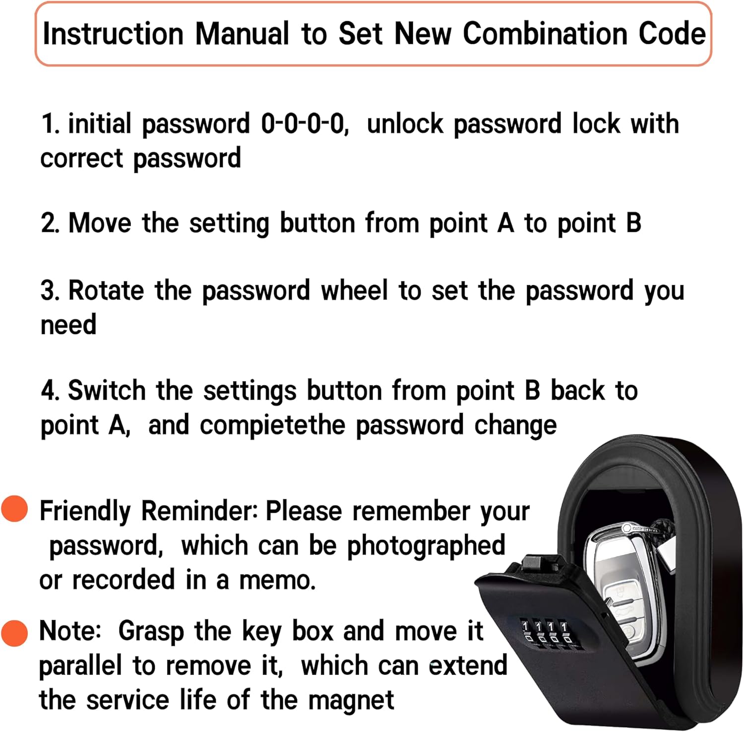 Magnetic Key Lock Box, Key Holder with Combination Lock Under Car, Magnet Hide a Key Box for Spare Key Storage Outdoor, Indoors