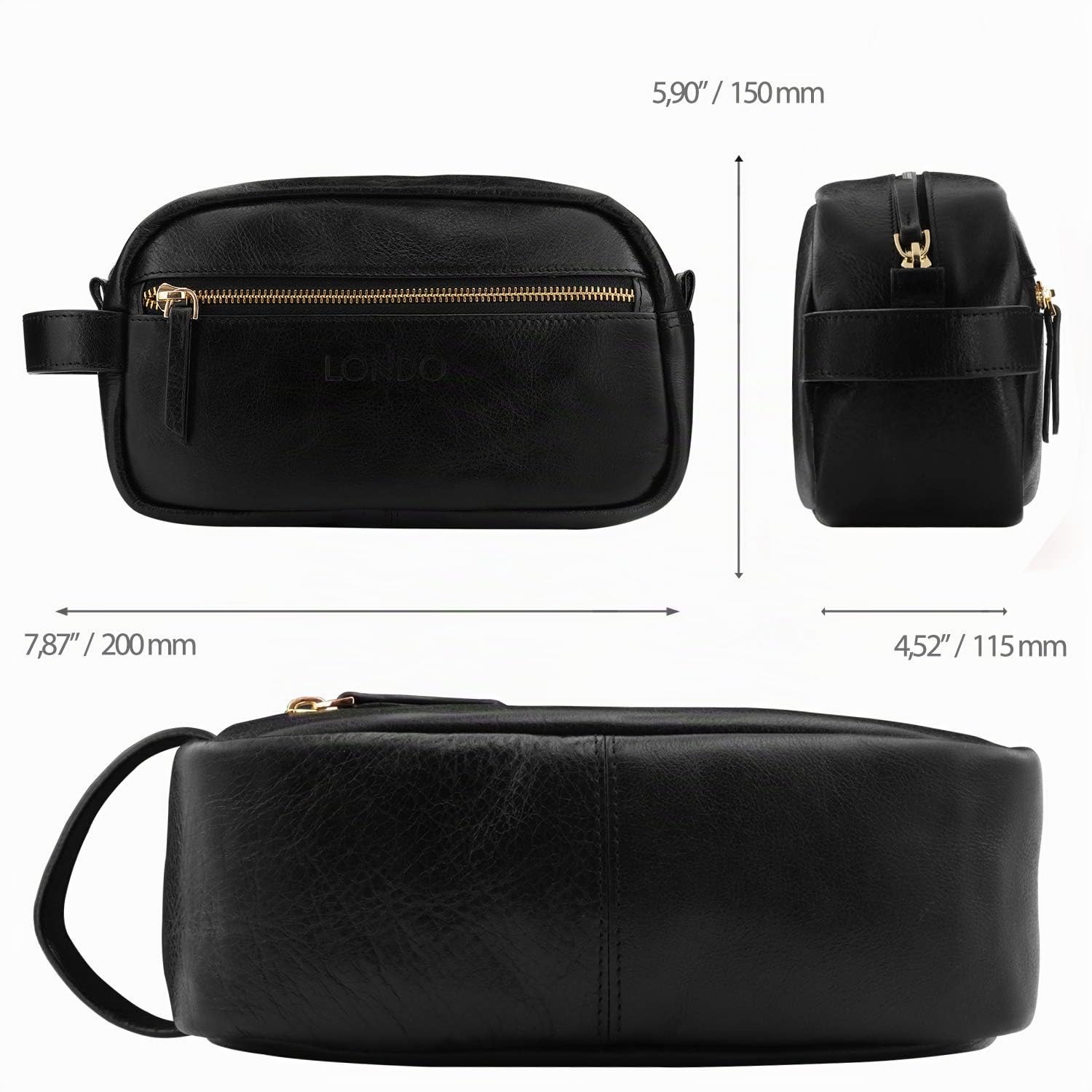 Londo - Articles de toilette en cuir véritable Dopp kit, sac de rangement pour organisateur de rasage pour maquillage, étui - Unisexe