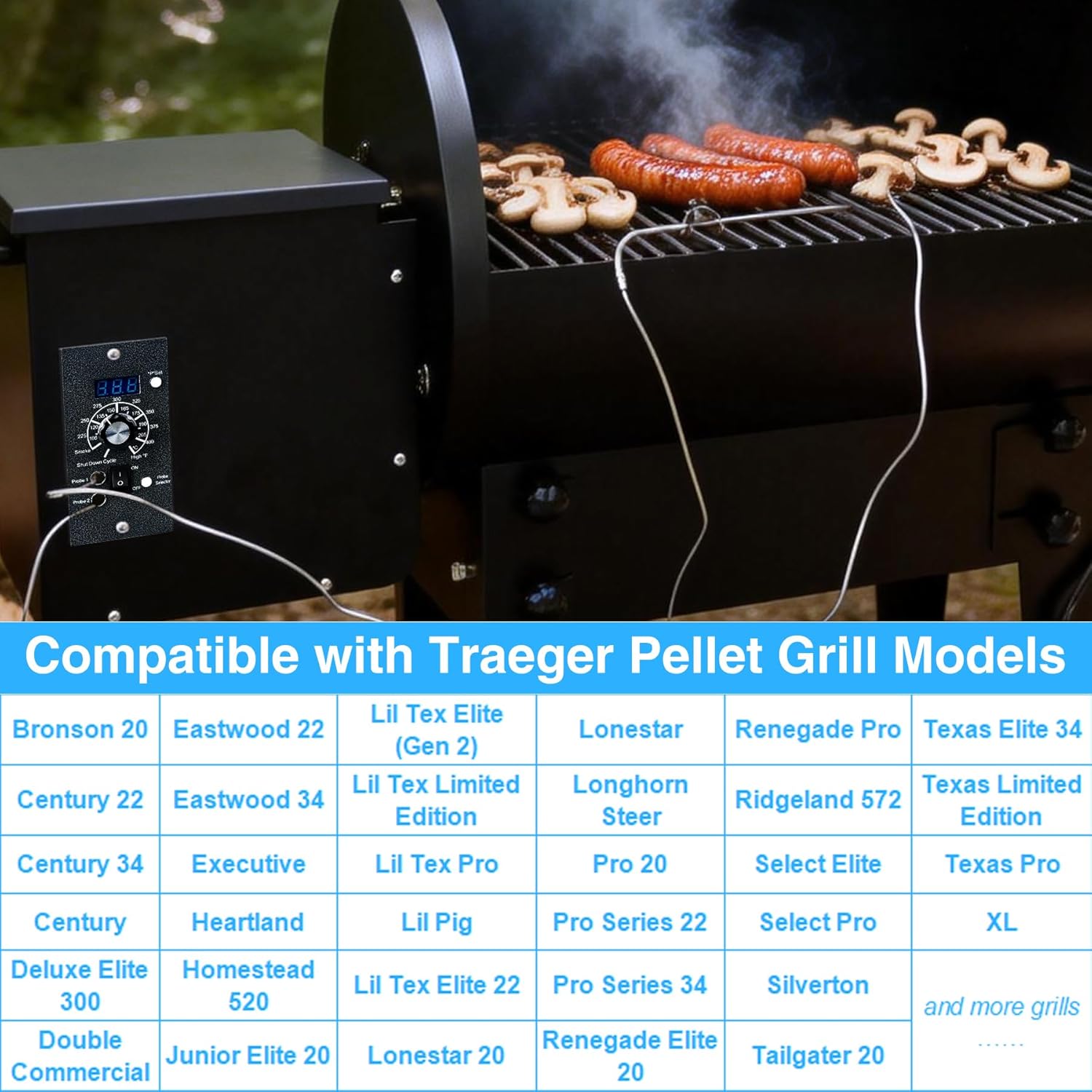 Pellet Grill Controller for Traeger Control Panel Replacement Parts Rtd Temperature Sensor Thermometer Probe Digital Thermostat Board BBQ Somker Accessories