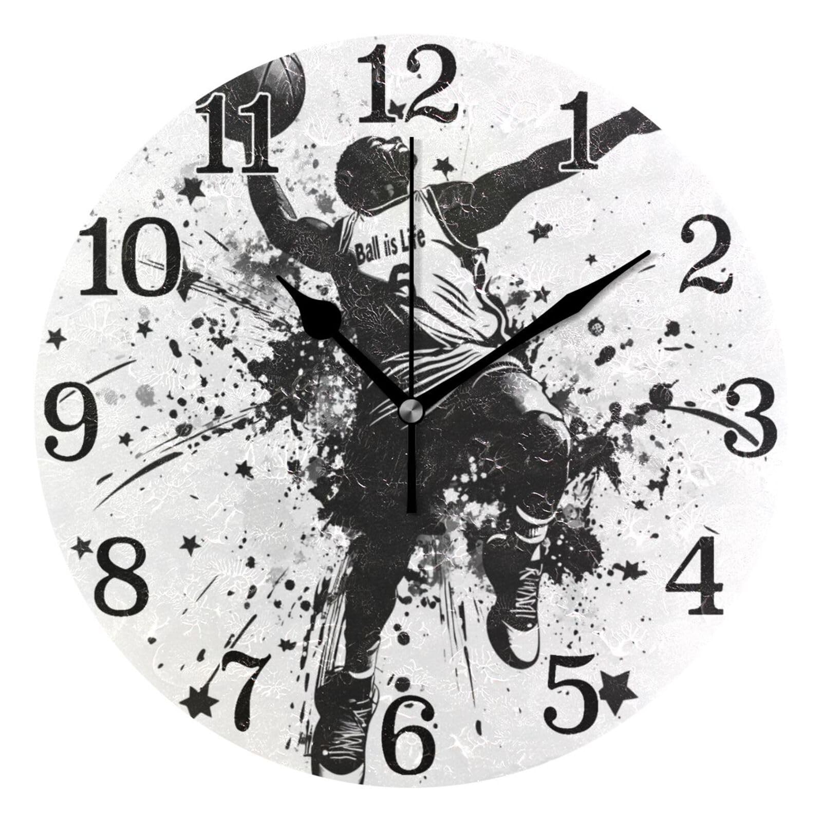 Horloge murale ronde noire anti-bruit de 25,4 cm pour éliminer le tic-tac agaçant