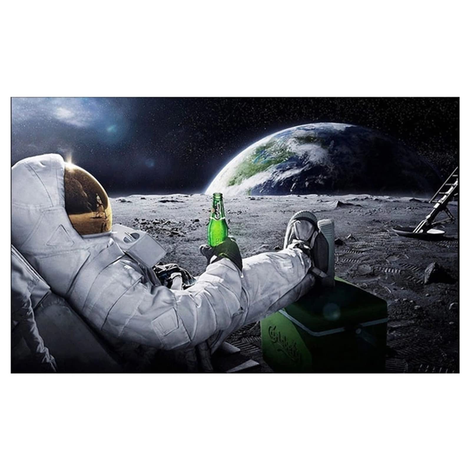 DIY 5D Diamond Painting Kit, 70x140cm Pittura Diamante Kit Completo, Paint by Numbers Adulti kits, Strass Ricamo a Punto Croce Diamond Painting Luna della birra dell'astronauta per Home Wall Decor