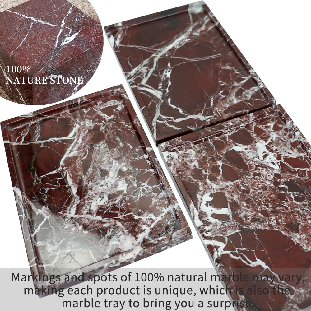 Serviertablett aus 100% natürlichem Marmor, luxuriöses Calaccata-Bratschen-Marmor-Aufbewahrungstablett für Heimdekoration, Steintablett für Badezimmer/Küche/Schminktisch/Kommode, Tellerhalter für