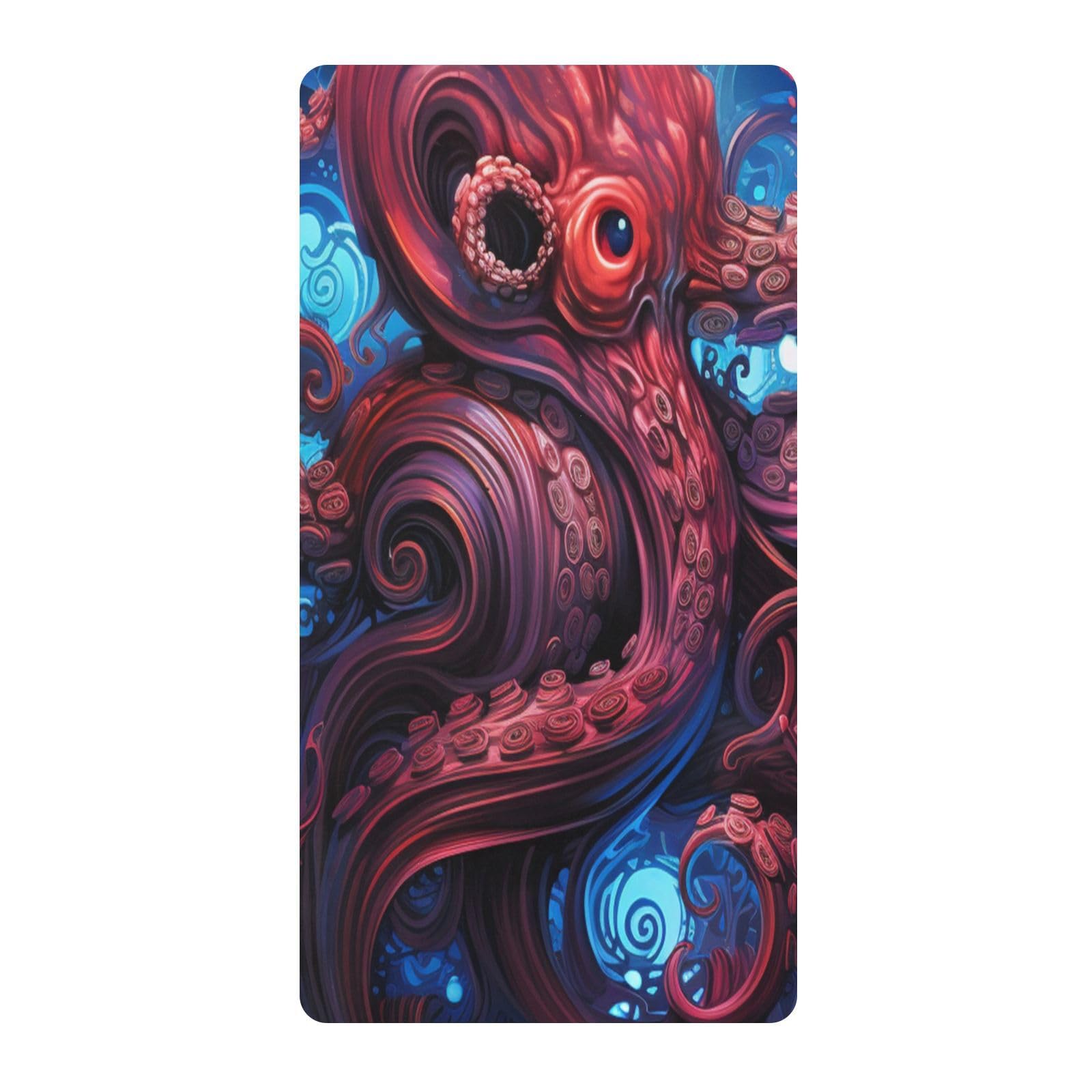 Octopus Dark Blue Art Toddler Crib Sheet Soft Cotton Baby Play Sheets Fitted for Mattress Playard