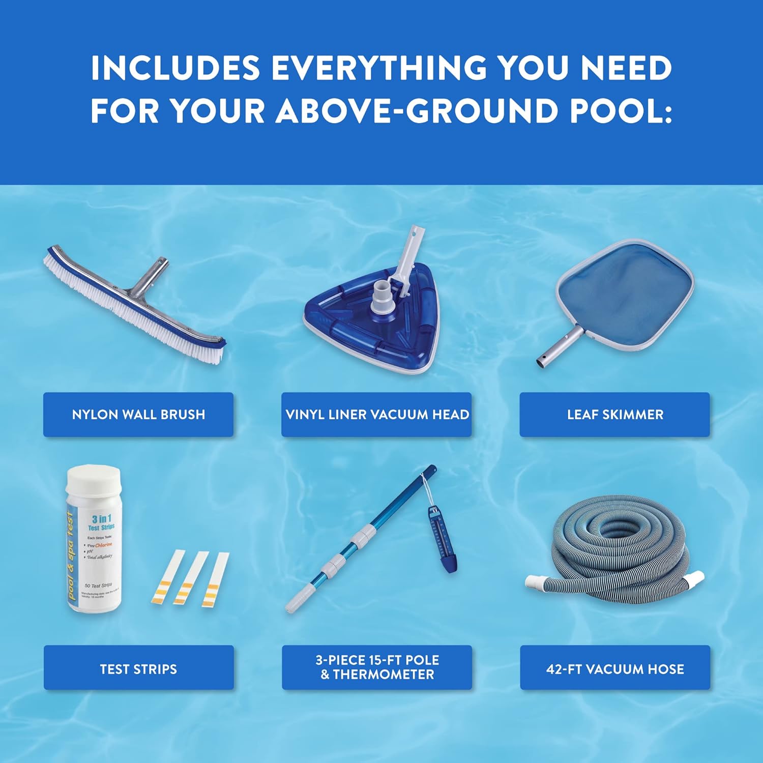 Blue Wave NA394 Large Maintenance Kit components laid out with labels