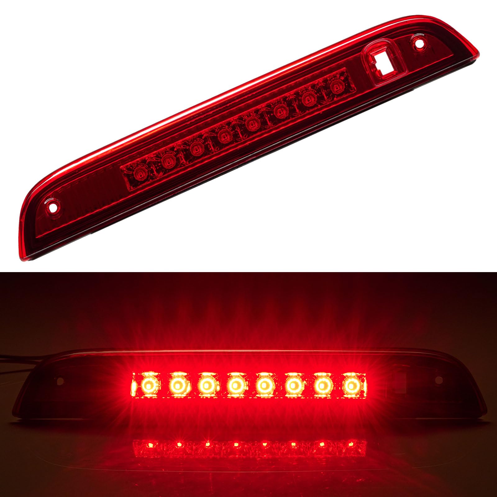 Third 3rd Brake Light LED for 2007-2017 Jeep Patriot, High Mount Rear Brake Lights Assembly for 07-17 Jeep Patriot, Waterproof Center Cab Lamp Stop Light (Red)