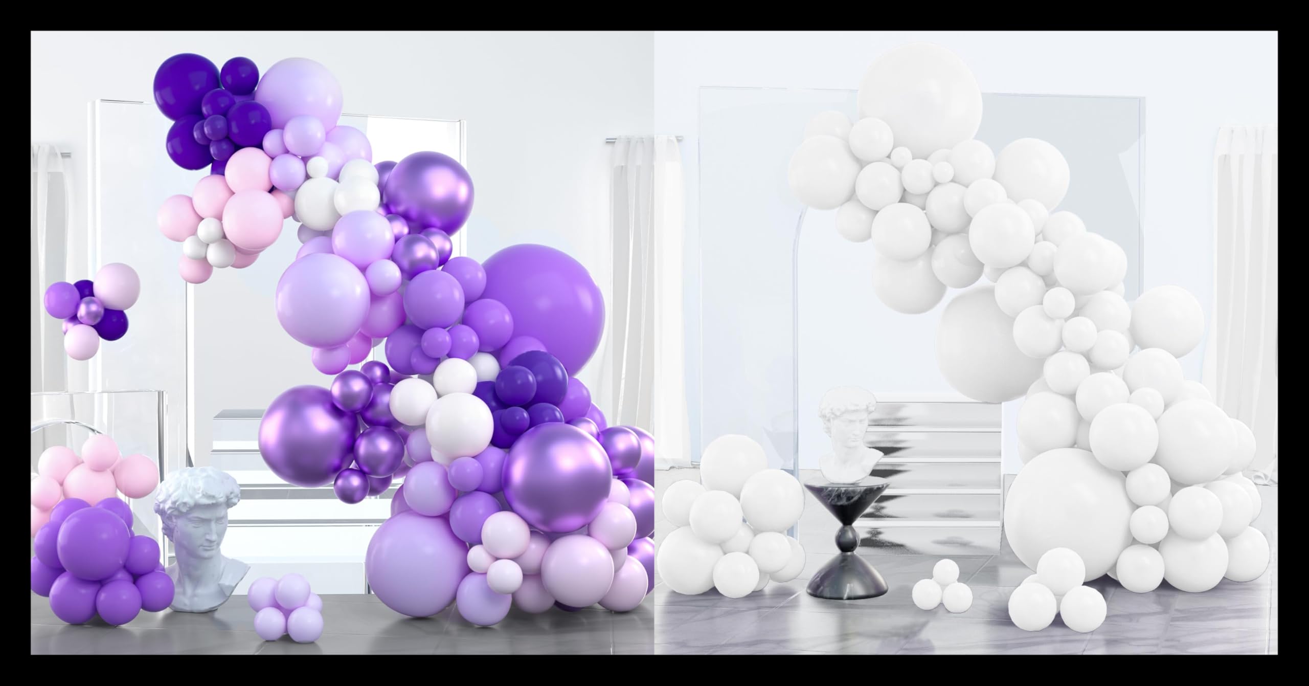 PartyWoo Purple Balloon Garland 100 pcs and PartyWoo White Balloons 100 pcs