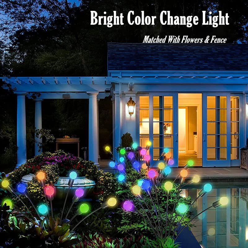 Sunboia Solar Garden Lights,10 LED Starburst Swaying Light,Solar Firefly Lights Outdoor Waterproof,2Pack Solar Fairy Lights Color Changing RGB Light for Garden,Yard,Patio,Pathway,Parties,Camping - Image 3