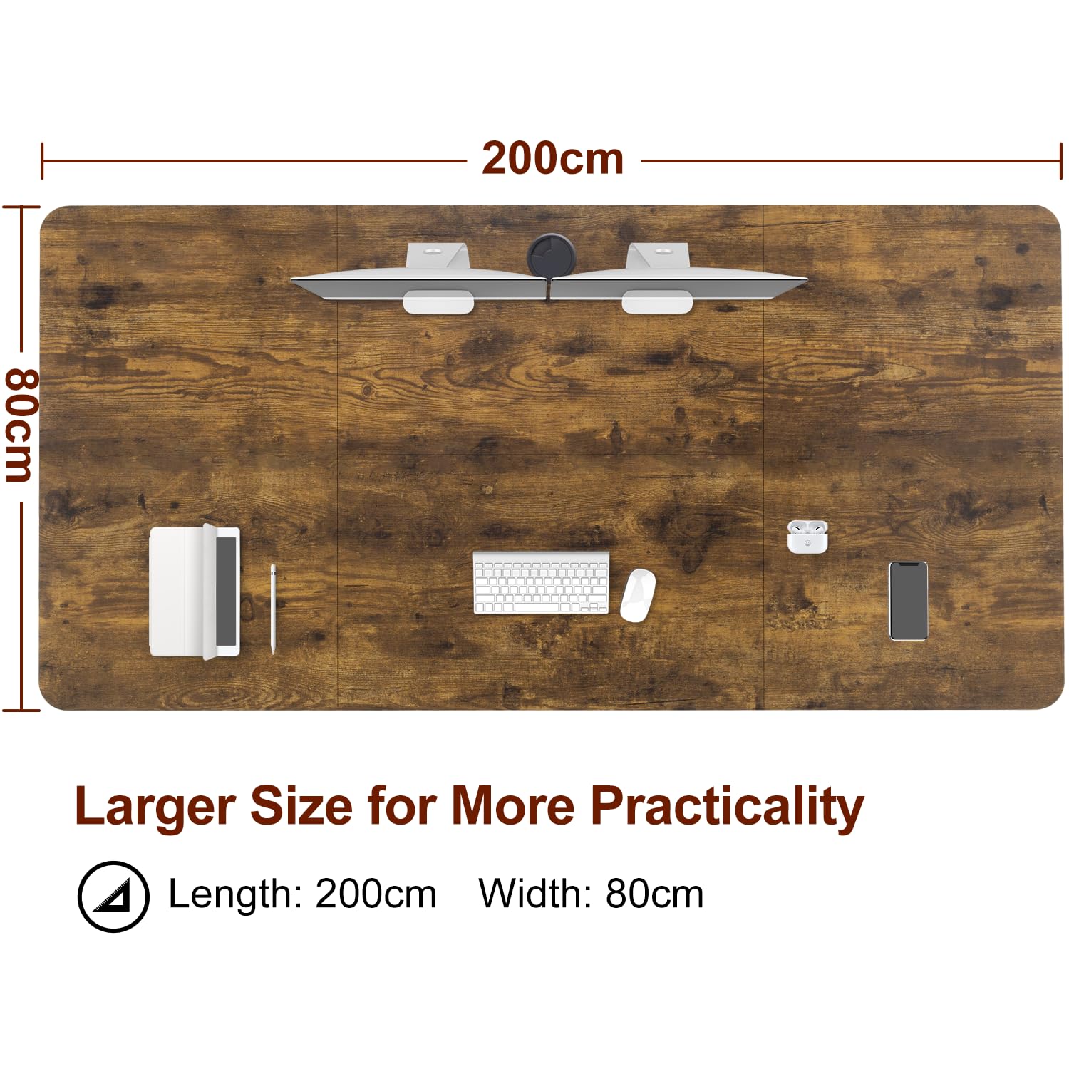 TRIUMPHKEY Scrivania Elettrica Regolabile in Altezza,200 x 80 cm,Presa USB, 3 Controllo Memoria, Scrivania, Altezza Regolabile, Anti-collisione,Elettrica Ergonomica, per Computer