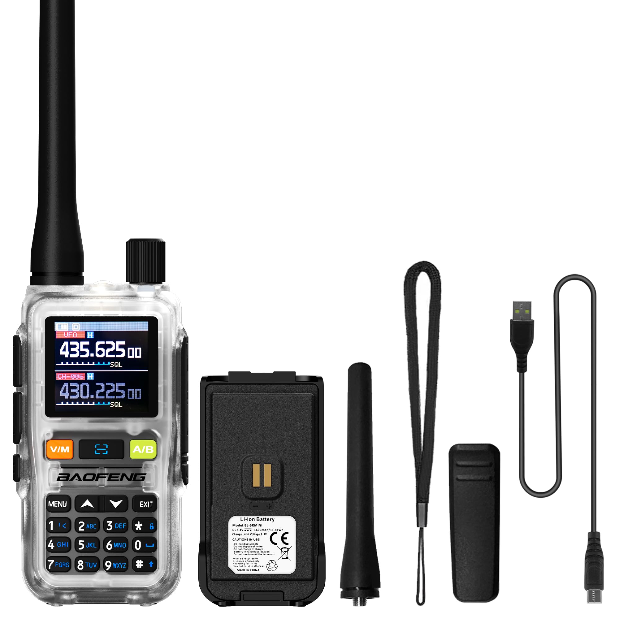 BAOFENG UV-5R Mini Two Way Radio BF-5R Mini Walkie Talkie Wireless Power Adjustable Tiny Size Frequency Copy 999 Channels Type-C Charger