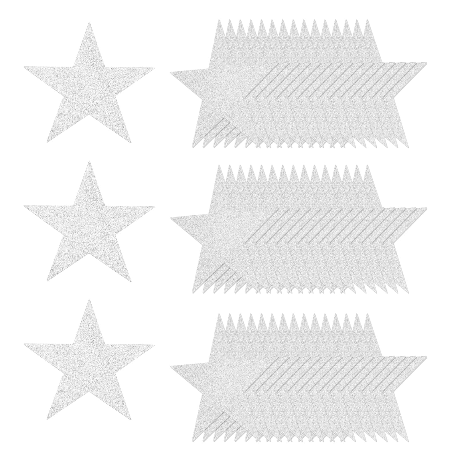 sourcing map 50 Pcs Glitter Star Cutouts, 5 Inch Star Shape Glitter Paper, Confetti Cut Outs for Bulletin Board Wall Party Decoration Supplies, Silver Tone