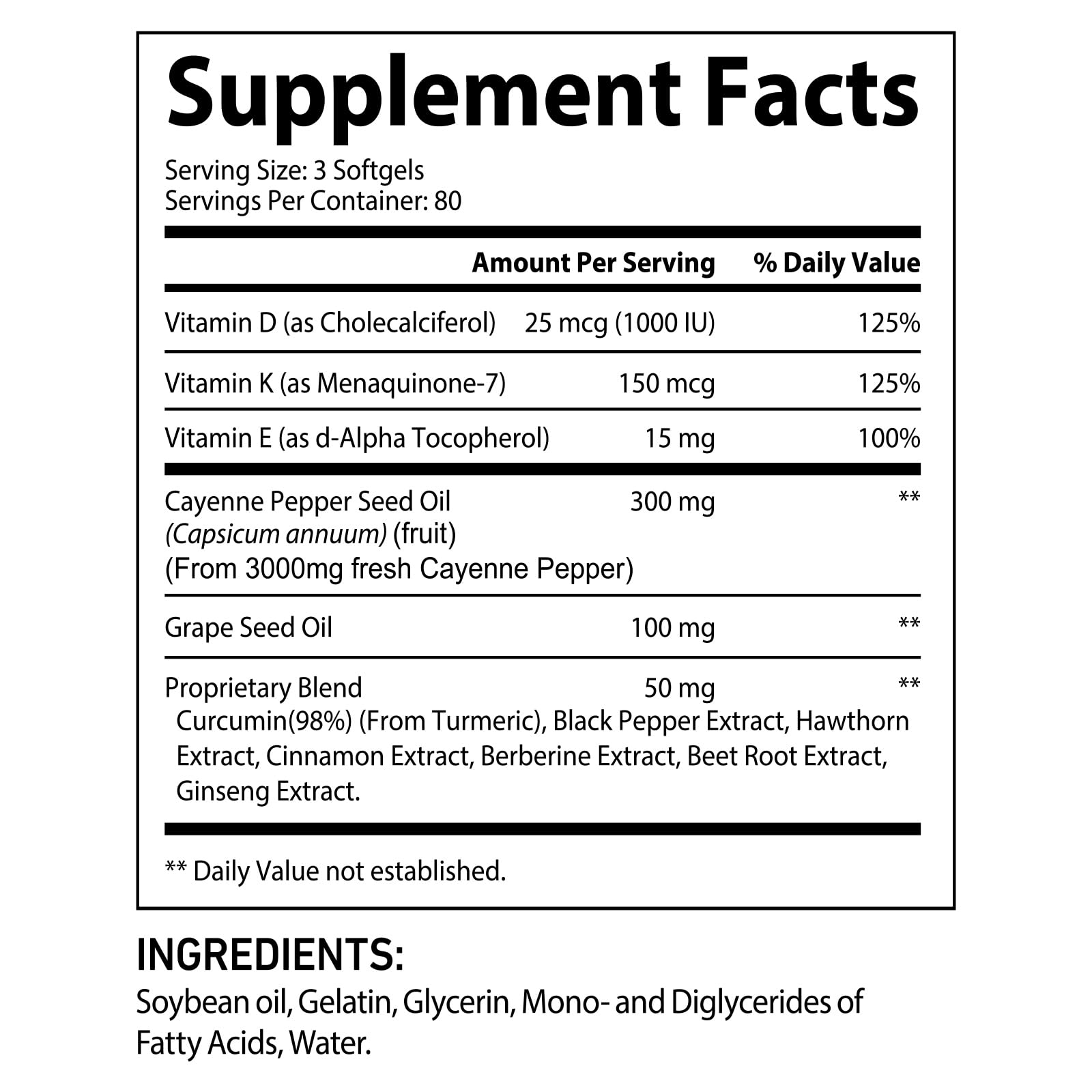Cayenne Pepper Capsules with Turmeric & Beetroot – 12-in-1 Formula with Black Pepper Extract for Absorption – Vitamins D3, K2 & E – Supports Circulation & Antioxidant – 240 Softgels (80-Day Supply) — Amazon image 6