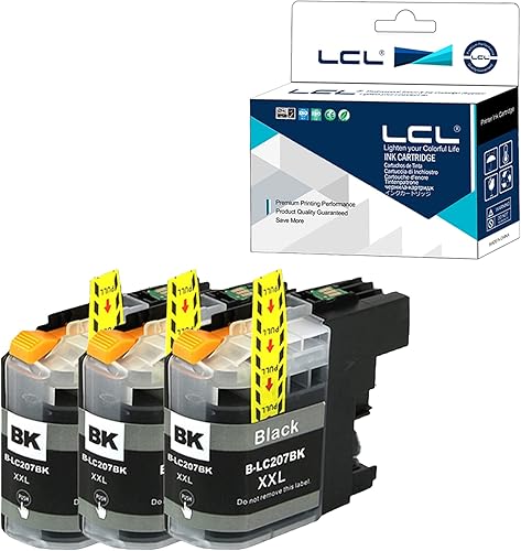 LCL Cartucho de tinta de repuesto compatible para Brother LC207XXL LC207 XXL LC205 XXL LC207BK XXL Super High Yield MFC-J4420DW J4620DW J4320DW (3