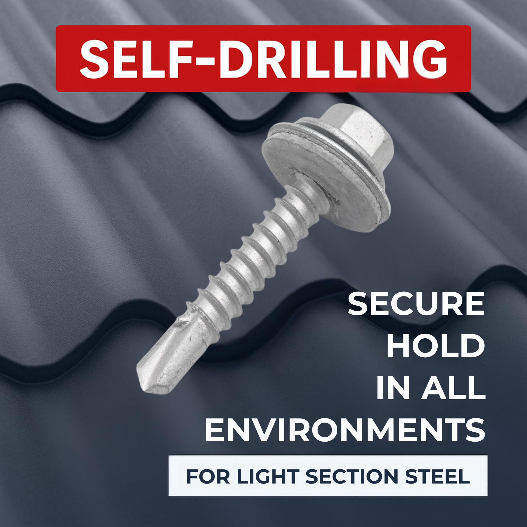 The Flashings Factory Light Section Screws (32mm) - Self Drilling Screws with 16mm Rubber Washers Included - Image 3