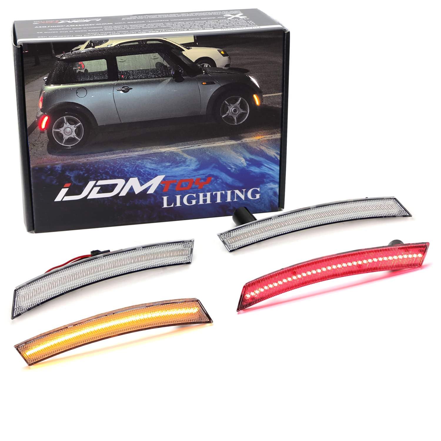 Amazon.com: iJDMTOY Clear Lens Amber/Red Full LED Side Marker