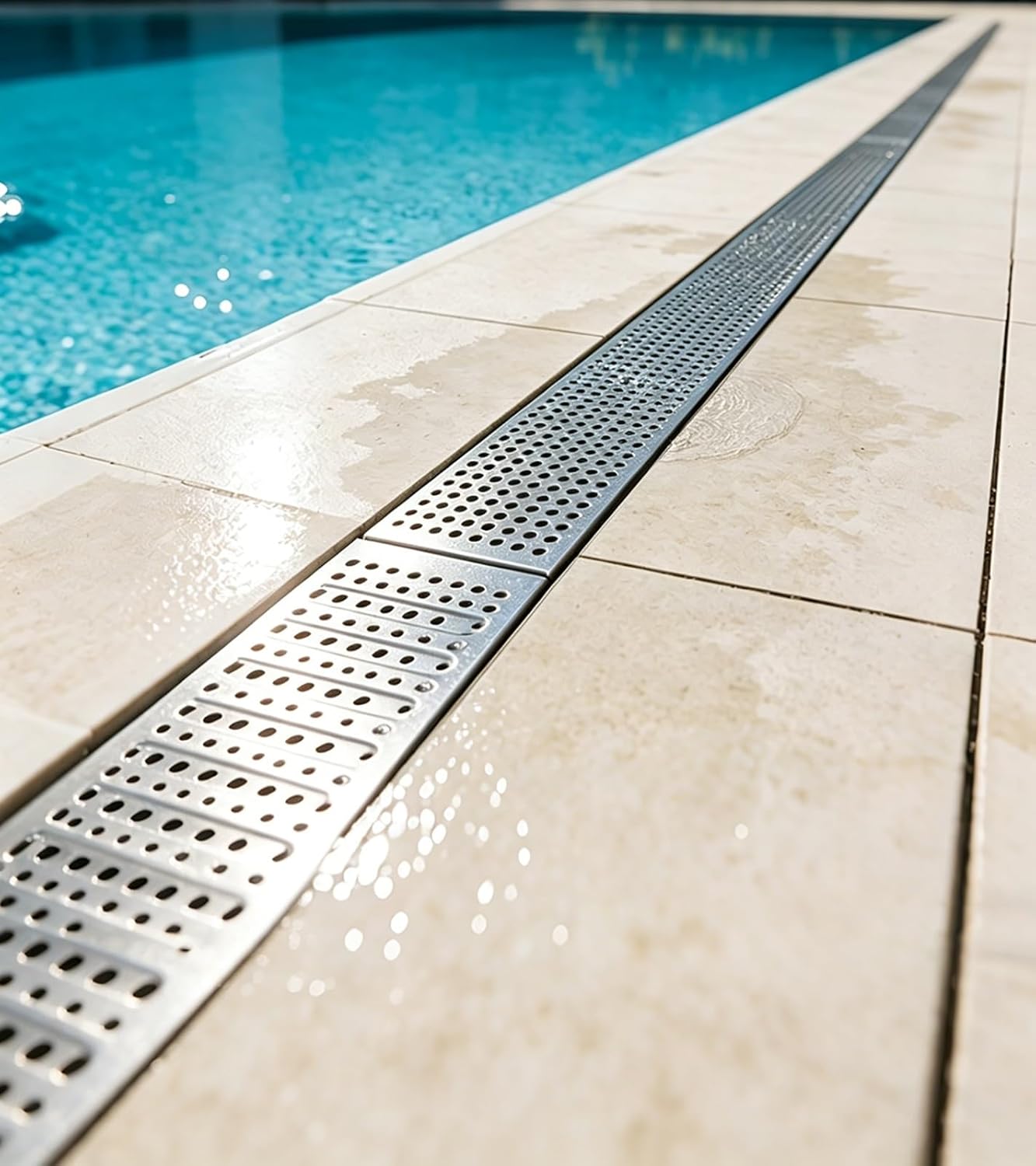 Yard/Garden/Garage Channel Drain Kit, Heavy Duty U-Shape Resin Water Drain Channel Trough with Metal Grating, 4'' 5 6 8 10 12 Inch Interior Outdoor(Style 1,30x30x100cm/11.8x11.8x39.4in)