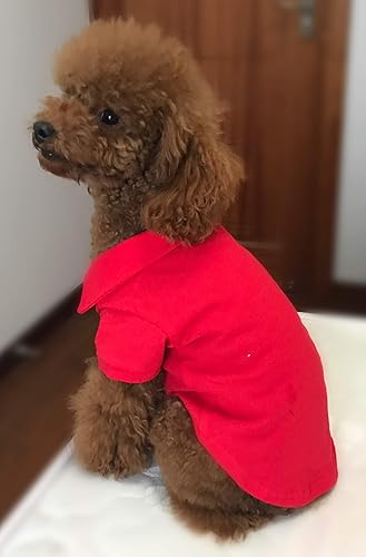 Miniatura 9 de Lovelonglong Polo básico de algodón de primera calidad, para perros grandes, medianos y pequeños, con cuello de dos botones, color rojo, S