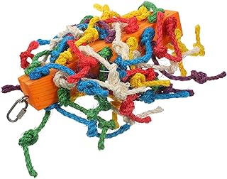 ABOOFAN Bird Shredding Toys Colorful Sisal Rope Parrot Chewing Foraging Toys Bird Cage Hanging Accessories for Parakeet Cockatiel Conure Budgie