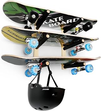 Skateboard Rack Longboard Storage Rack, Ski Snowboard Holder Wall Mount Floating Shelf, Skateboard Organizer