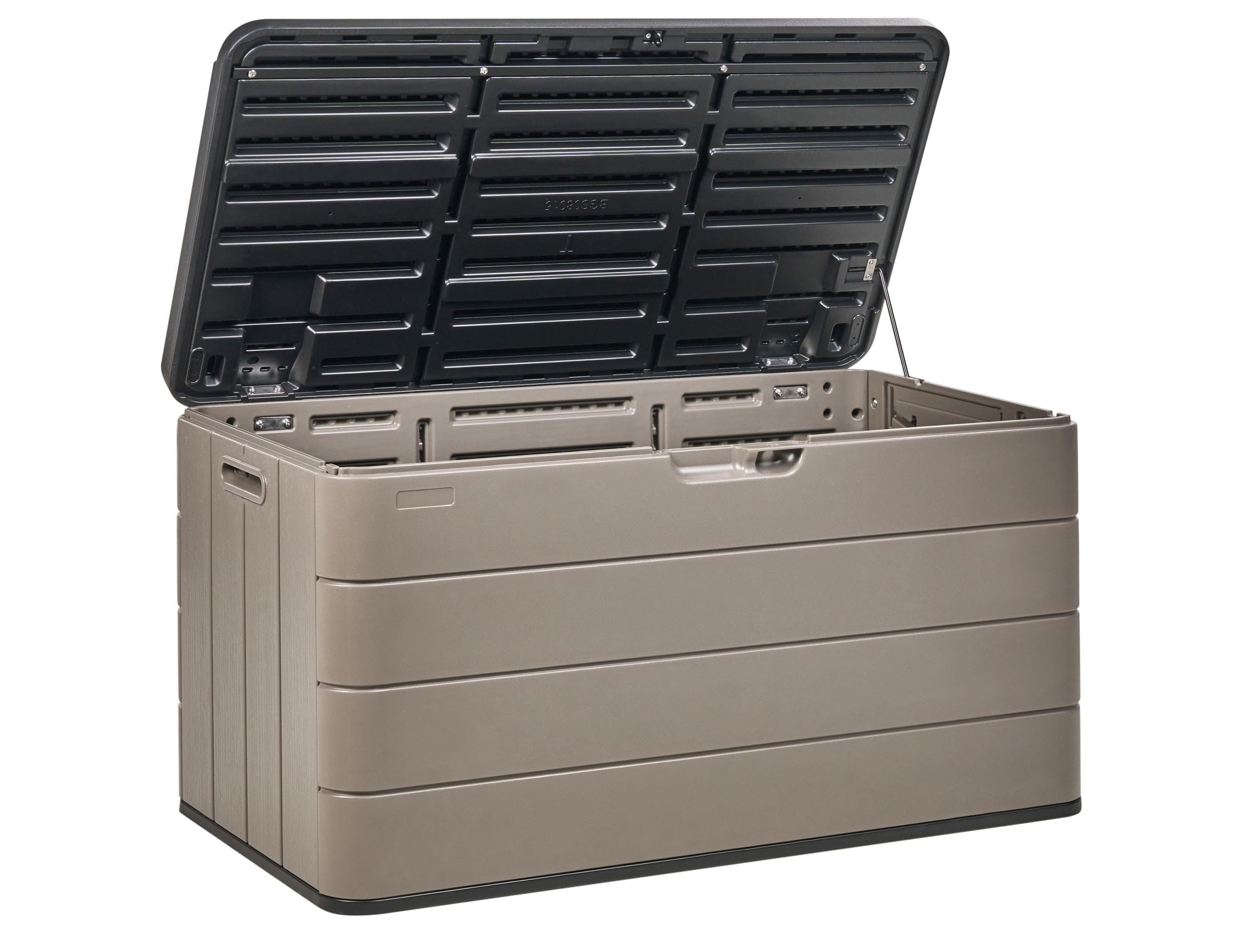 Beliani Arcón para exterior caja de almacenaje de jardín 116 x 60 cm ruedas de plástico marrón Milies