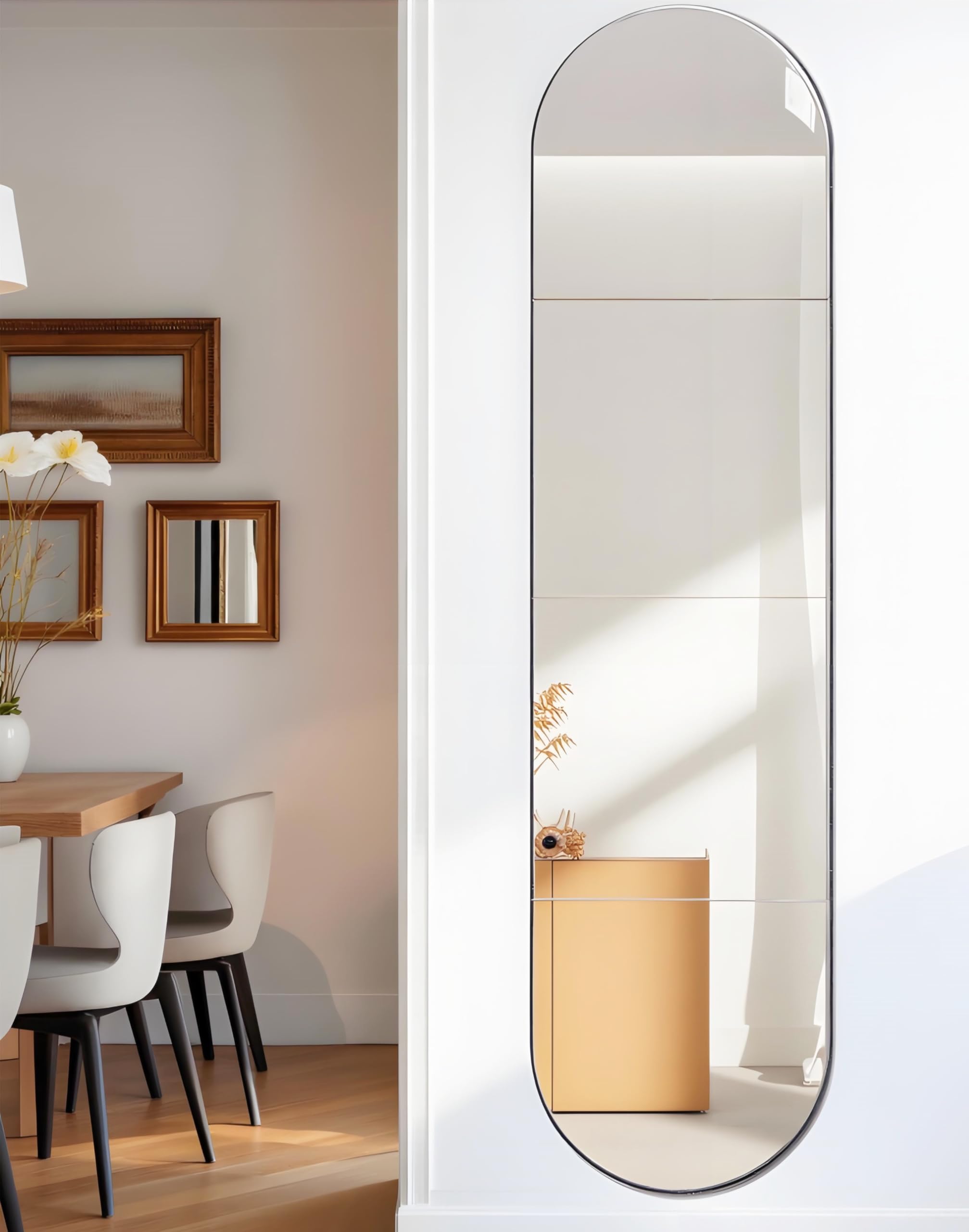 Miroir Mural Adhesif Miroirs Autocollant Miroir Adhésif, Longueur du Corps Miroire Murales en Acrylique, Idéal pour Maquillage, Porte, Chambre, Entree Maison (Arqué 4 Pièces 30 x 30 cm)