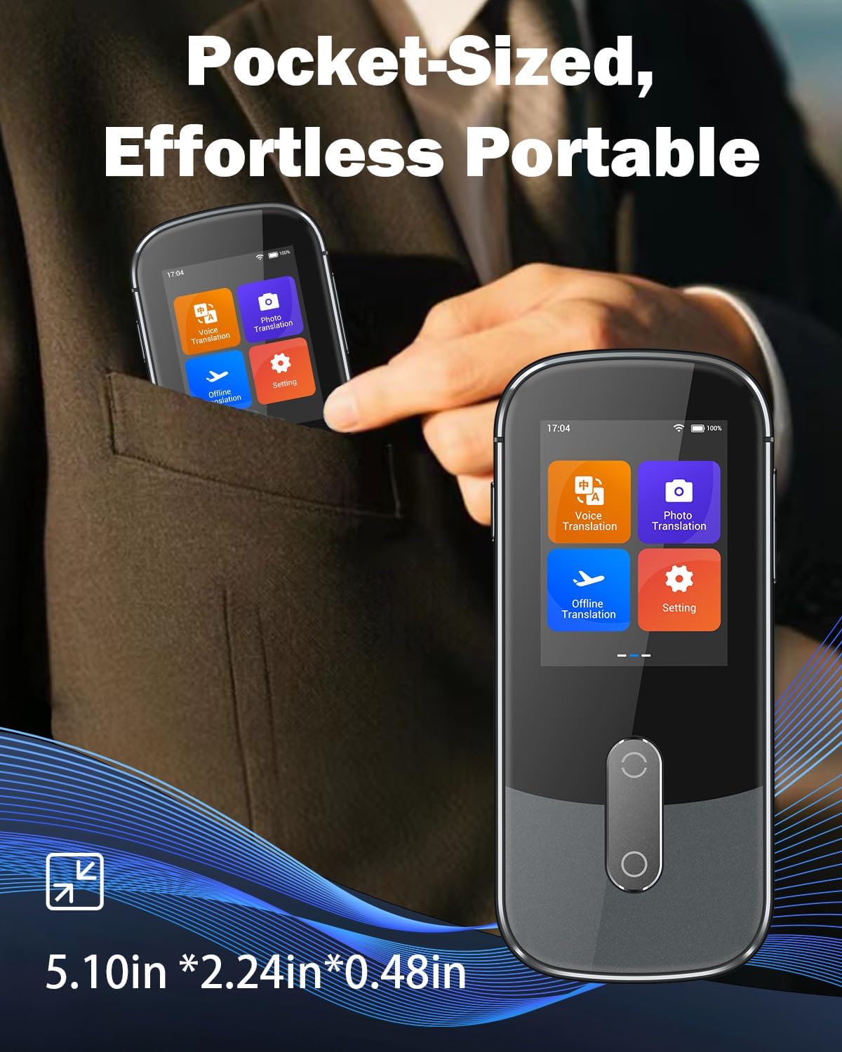 Wooask Language Translator Device, Instant Pocket AI Translator Device, Real-Time Voice Translation with 144 Languages, Online/Offline/Photo Traductor for Travel, Business, Study