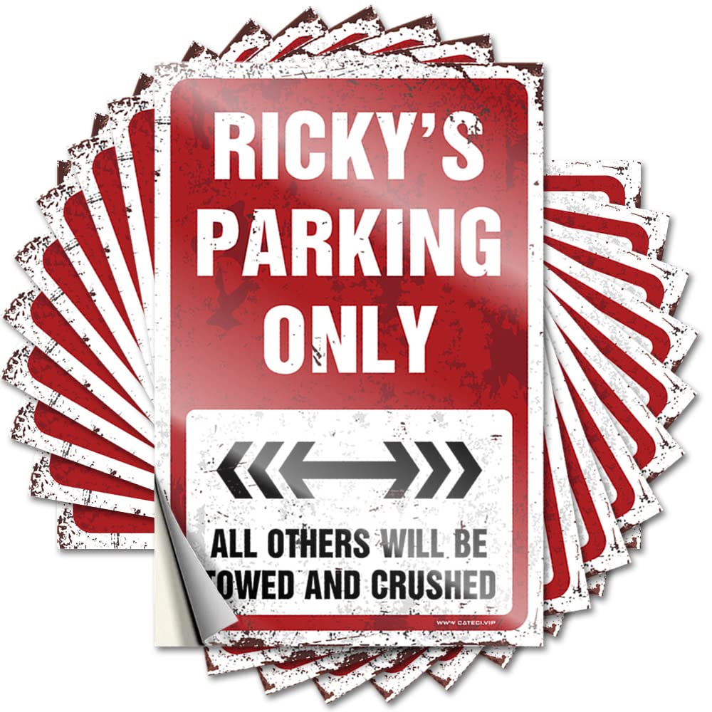 Decals Men Decor Waterproof Vinyl Sticker | Ricky's Parking Only Unique Case for Dry DIY Projects(8X12CM)
