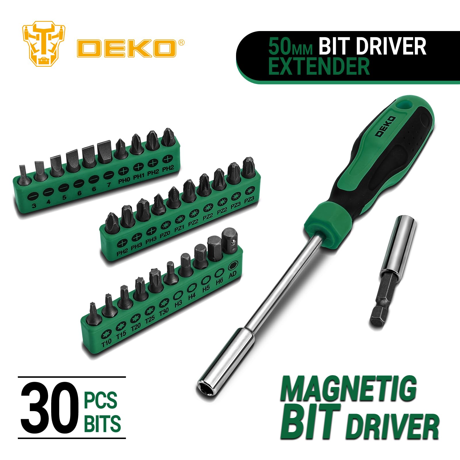 DEKOPRO TZ62 Set di strumenti da 62 pezzi Set di utensili manuali generali per la casa con custodia di stoccaggio in plastica (Verde)