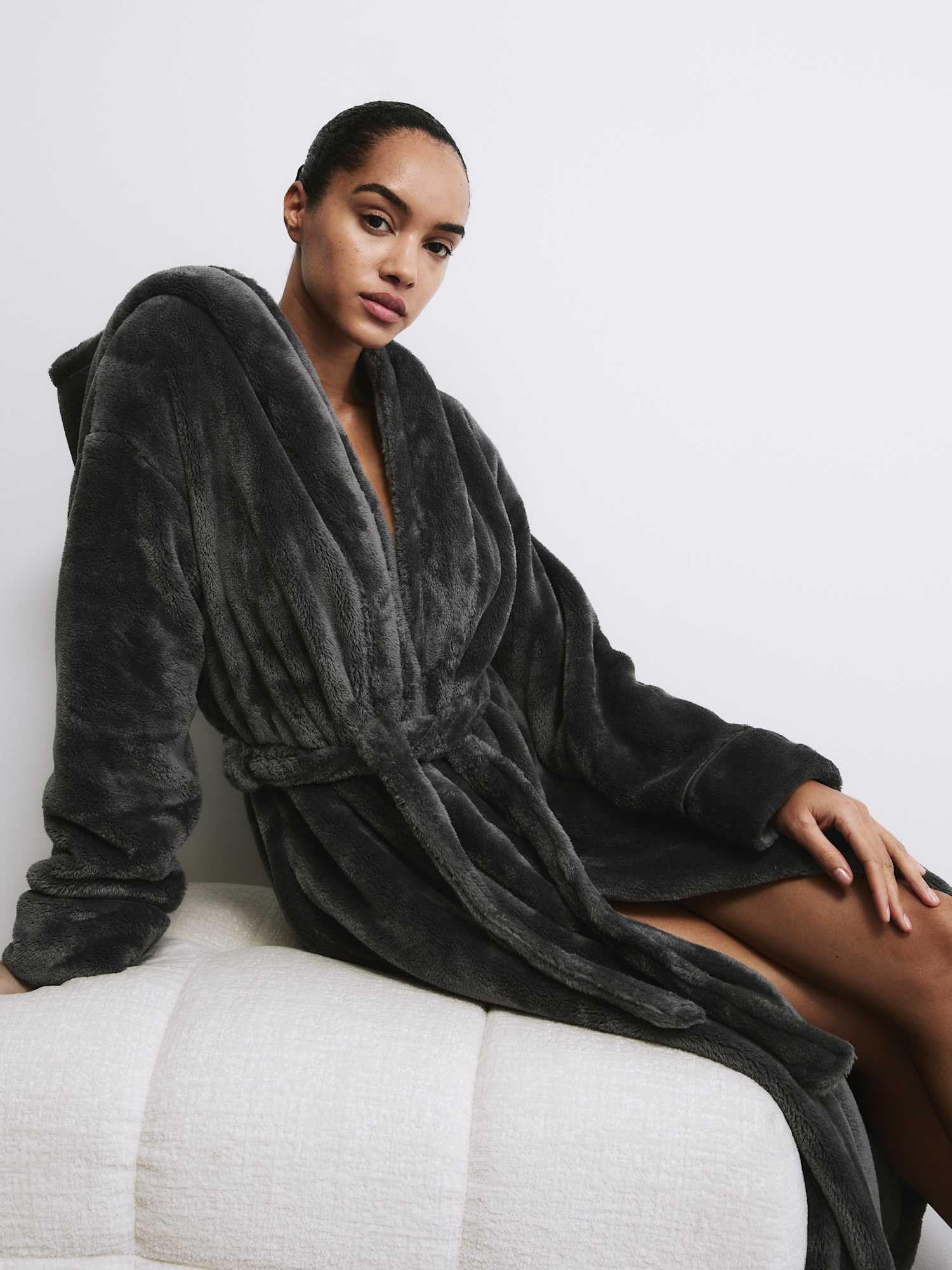Marks & Spencer Donna Accappatoio in Pile con Cappuccio – Vestibilità Regolare – Con Tasche