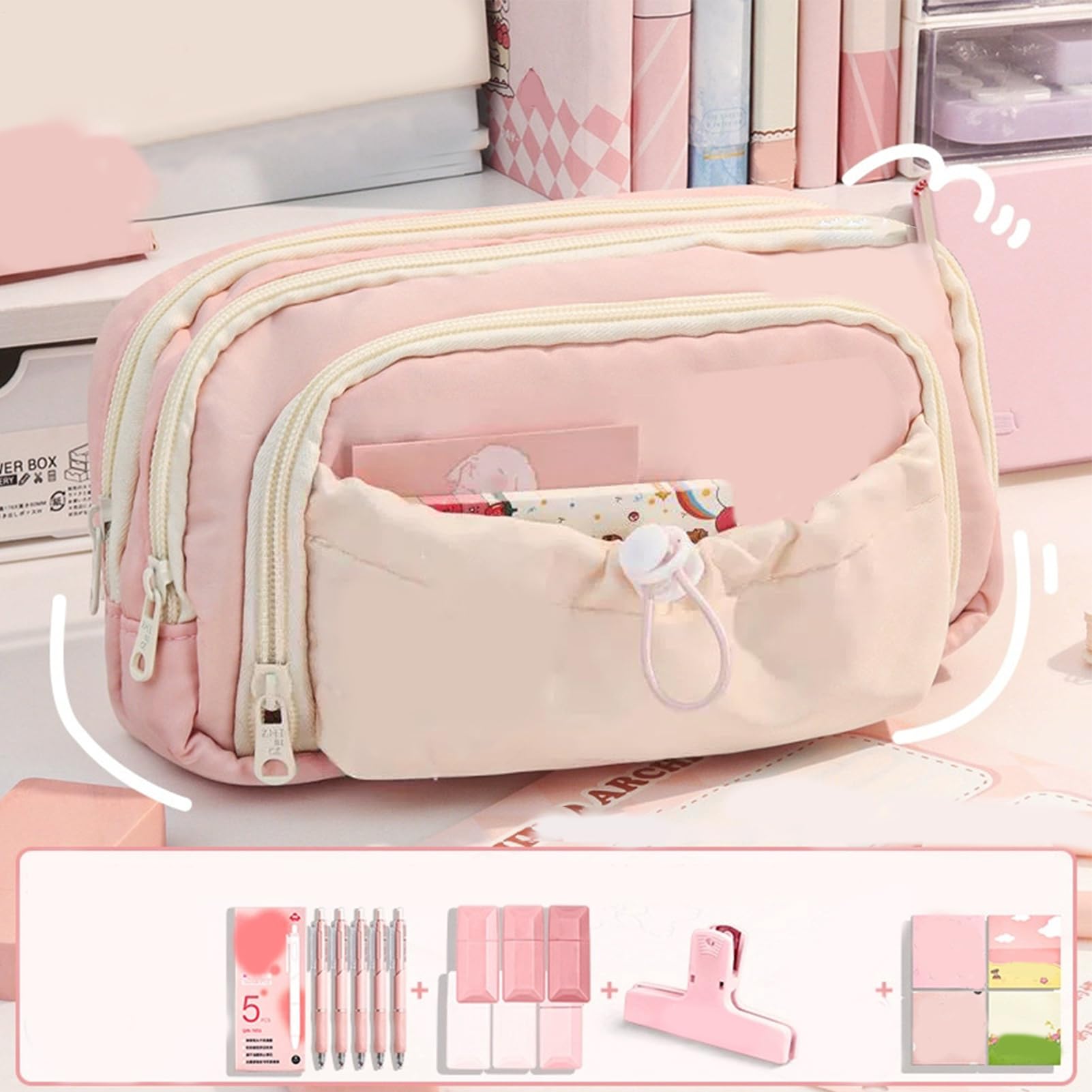 Materiale Scolastico Ed Estetico Portapenne Estetico con Disegno a Cane e | Kit Scolastico Per Creatività, Trucchi, Pastelli, Ufficio, Viaggi, Studenti, Ragazzi e Ragazze