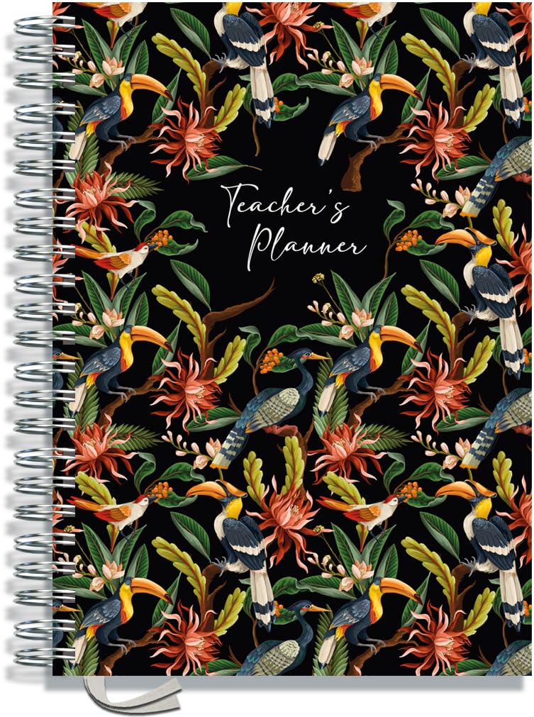 Teacher Planner 2026-2027 A4 size by Pirongs | 6 Lesson Planner for Teachers | Page a day | Undated, Hardback, Wiro-bound Teachers Planner - Jungle โ image 1