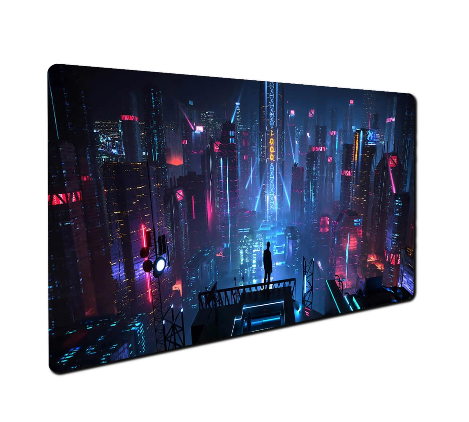 Animation Tokyo City Gaming Mouse Pad 23.6×13.8 inch Desk Pads Non-Slip Rubber Base Large Keyboard Mat Computer Gaming Mousepad for Work/Office/Home,Ink Blue