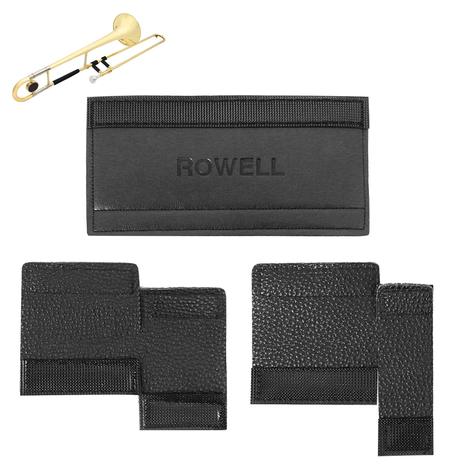 ROWELL Trombone Guard Set Trombone Leather Hand Guard and Neck Guard 6.85 inch Trombone Neck Guard Pad,2 Pcs Trombone Finger Guard for Alto Trombone Thickened Non-slip Trombone Guard Set for Beginner