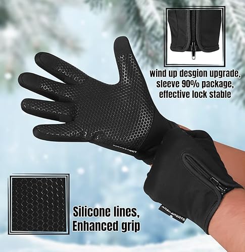 Miniatura 4 de Guantes de invierno para hombres y mujeres, resistentes al viento, para pantalla táctil, antideslizantes, para clima frío, guantes cálidos