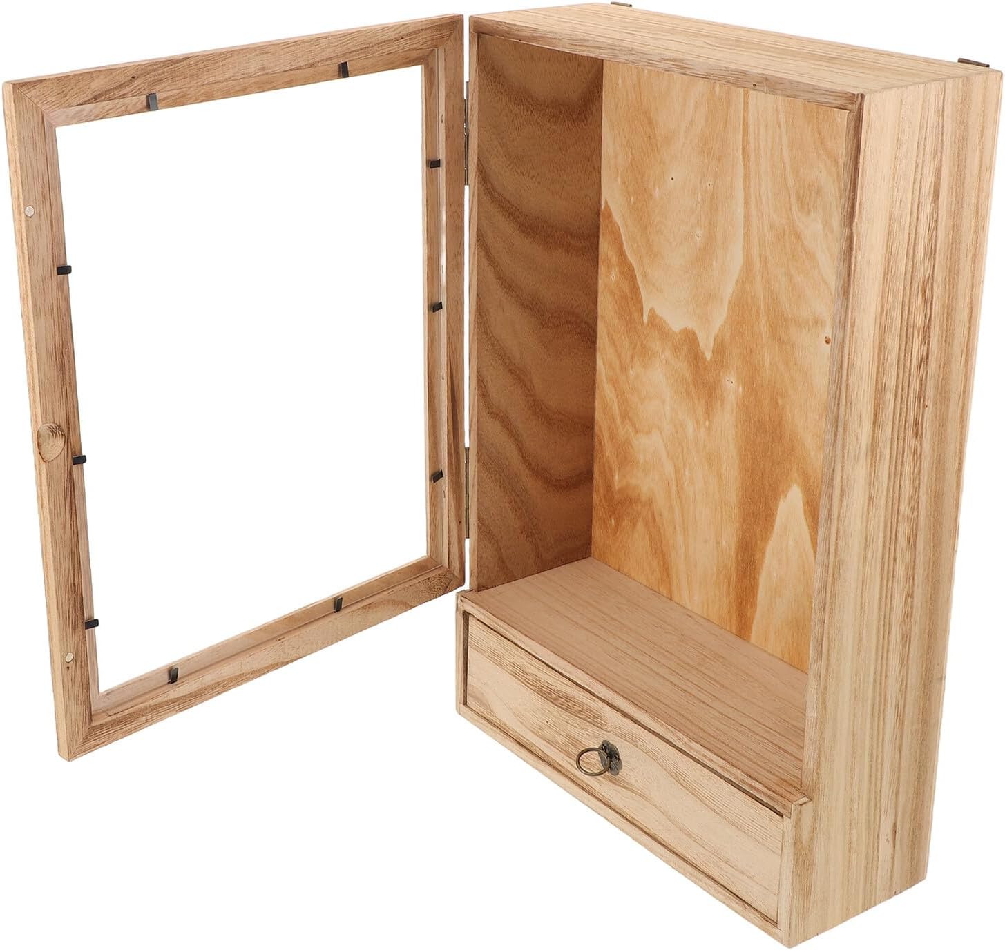 Wooden Insect Display Case Box with Butterfly and Dried Flower Specimens, Hollow Vintage Shadow Box Picture Frame for Wall Hanging Home Décor