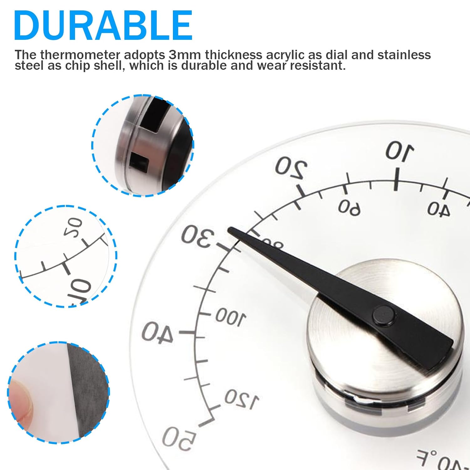 Outdoor Thermometer Room Thermometer 4.2 Inch Stick on Thermometer Transparent Waterproof Self Adhesive Window Thermometer Easy to Read Portable Weather Thermometers for Outdoor Greenhouse