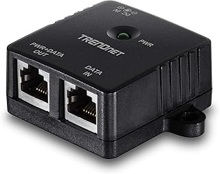 TRENDnet Gigabit Power Over Ethernet Injector, Full Duplex Gigabit Speeds, 1 x Gigabit Ethernet Port, 1 x PoE Gigabit Ethernet Port, Network Devices Up To 100M (328 ft), 15.4W, Black, TPE-113GI